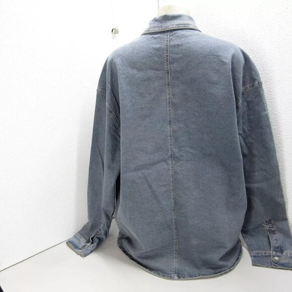NEW UNISON LABEL Womens Oversized Denim Shirt Jacket Size XL Denim Blue - Picture 4 of 12